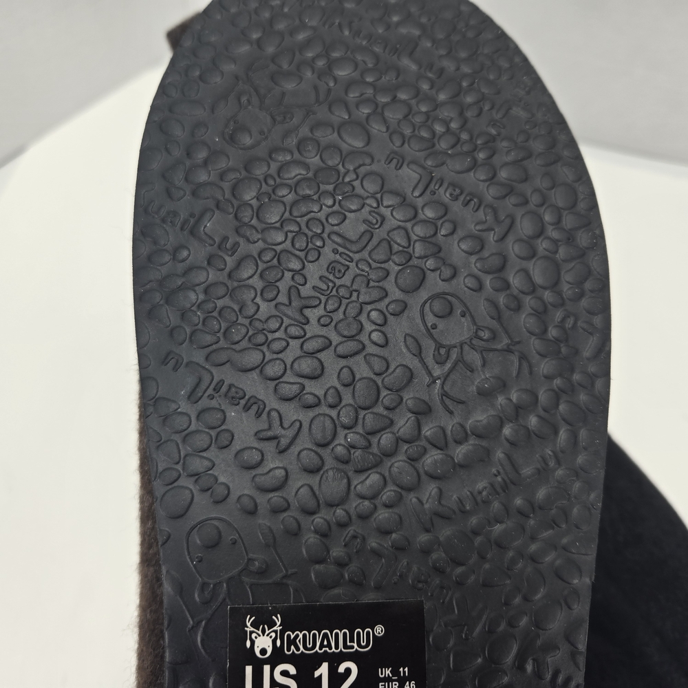 KauiLu Black and Brown Winter Felt Wool Slippers with Sherpa Lining Size 12 - Picture 9 of 11